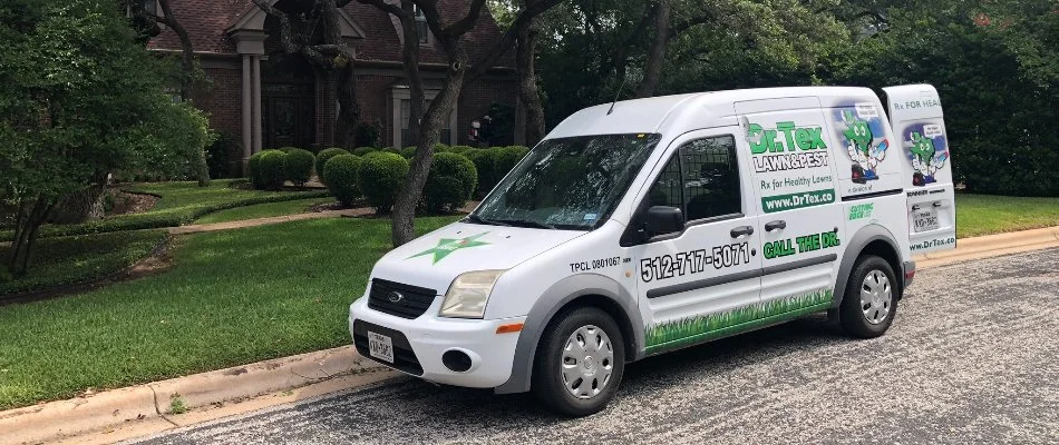 Company van outside home in Austin, TX.