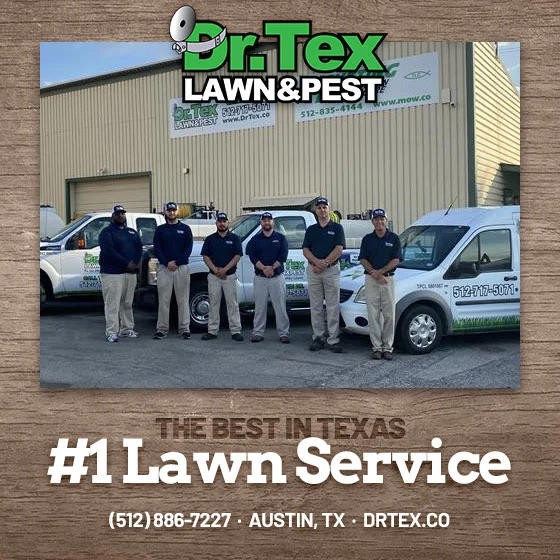 Dr. Tex Lawn & Pest service van at a home in Austin, TX.